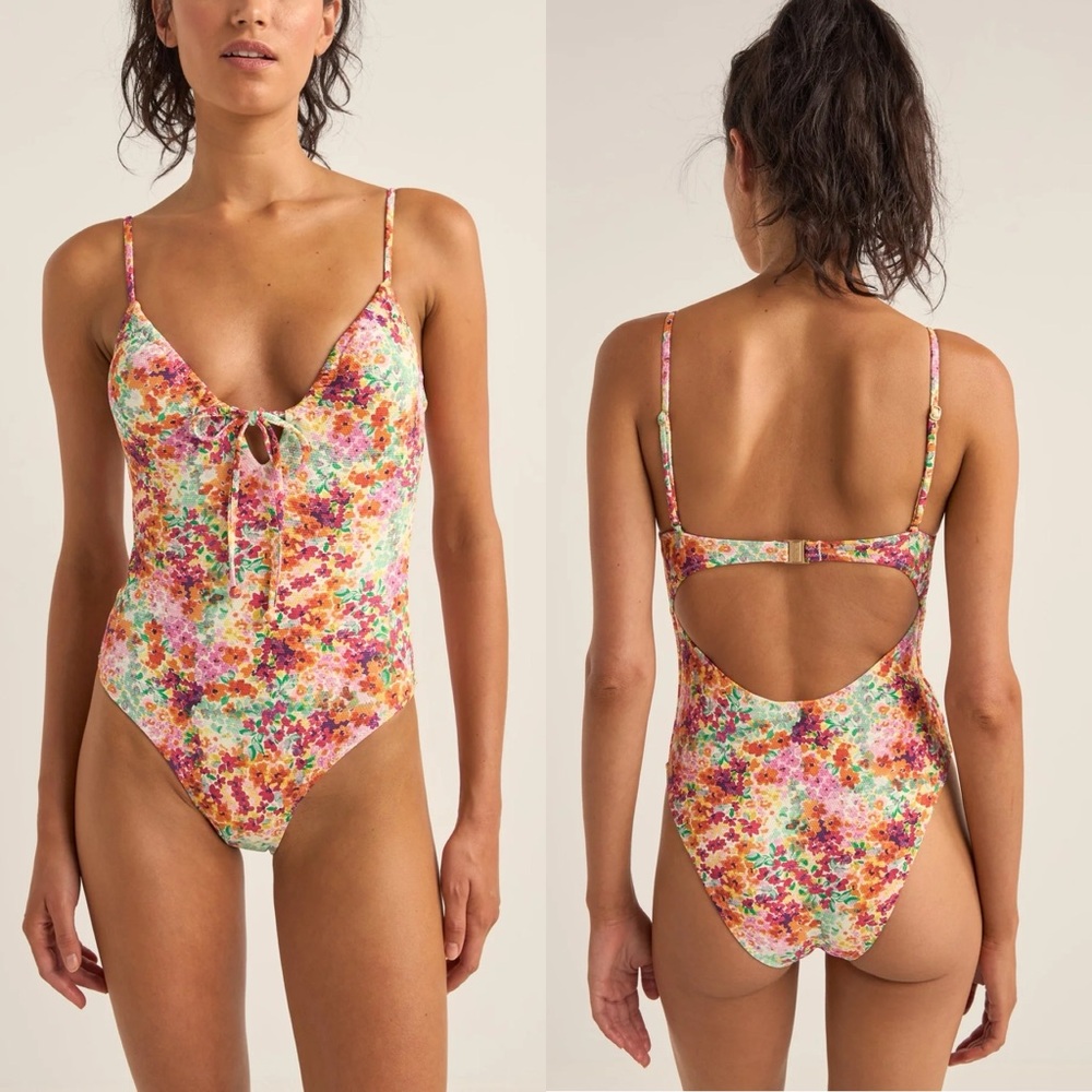 Rhythm Sierra Floral Tie Front One-Piece Swimsuit Floral